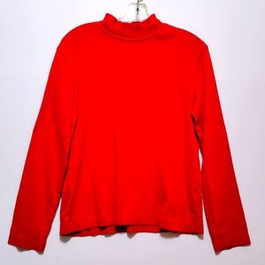 Jones Sport Red Mock Neck Long‎ Sleeve Shirt Women's Size L Christmas Red Layer